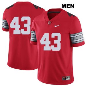 Men's NCAA Ohio State Buckeyes Ryan Batsch #43 College Stitched 2018 Spring Game No Name Authentic Nike Red Football Jersey ZV20U13RG